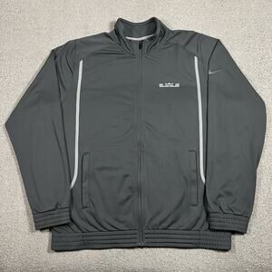 Nike Jacket Mens XL Gray Lebron James Full Zip Track Basketball Dri-Fit Logo